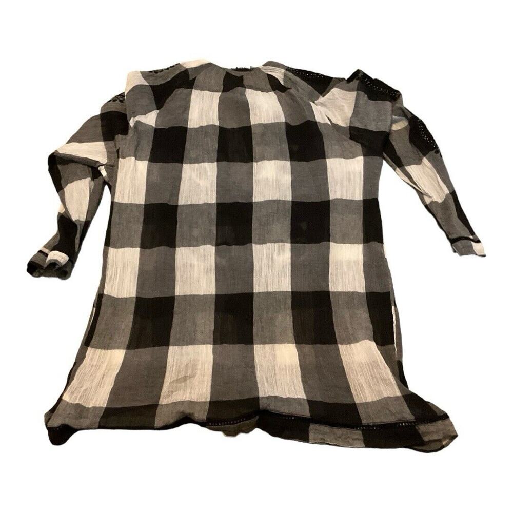 Free People Black and White Plaid Blouse - Picture 5 of 5